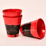 tasses rouge motifs noir